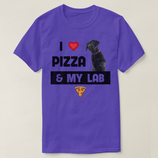 Ich Liebe Pizza und mein schwarzer Lab Hund Pepper T-Shirt (Design vorne)