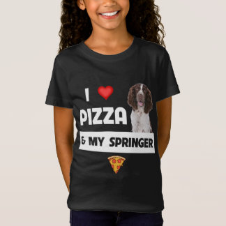 Ich Liebe Pizza und mein Springer Spaniel Hund Pep T-Shirt