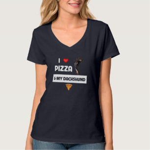 Ich Liebe Pizza und meine Dackel Hund Eigentümer P T-Shirt