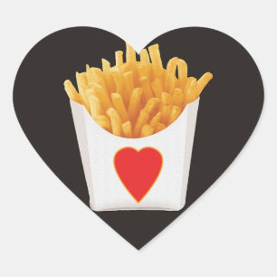Ich liebe Pommes Frites Herz-Aufkleber