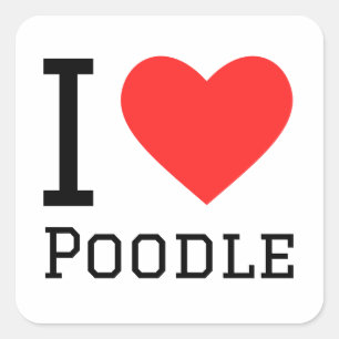 Ich Liebe Poodle Quadratischer Aufkleber