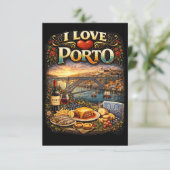 Ich liebe Porto Dankeskarte (Stehend Vorderseite)