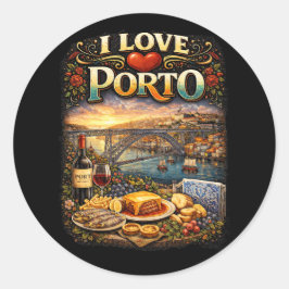 Ich liebe Porto Runder Aufkleber