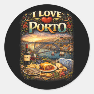 Ich liebe Porto Runder Aufkleber