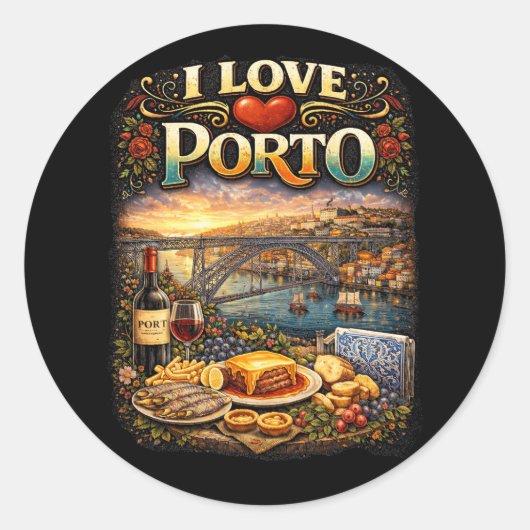 Ich liebe Porto Runder Aufkleber (Vorderseite)