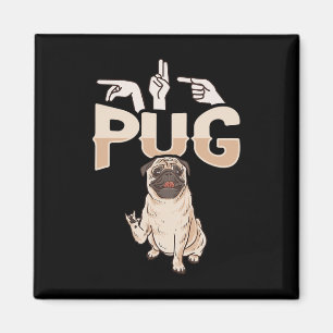 Ich liebe Pug ASL-Handgeste Gehörloser Hörverlust  Magnet