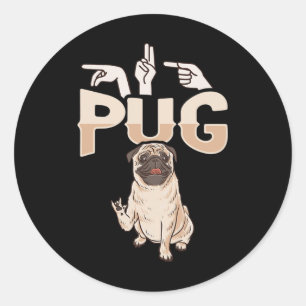 Ich liebe Pug ASL-Handgeste Gehörlosigkeit Gehörve Runder Aufkleber