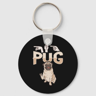 Ich liebe Pug ASL-Handgeste Gehörlosigkeit Hörverl Schlüsselanhänger