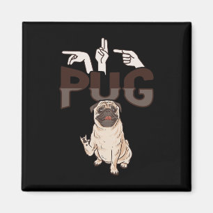 Ich liebe Pug ASL Handgestik Gehörloser Hörverlust Magnet