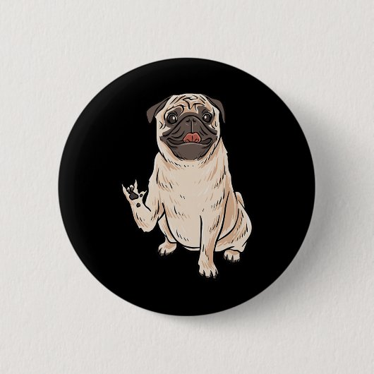Ich liebe Pug-Hund-Asl-Handgeste Schwerhörigkeit G Button (Vorderseite)