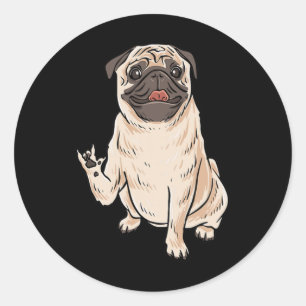 Ich liebe Pug-Hund-Asl-Handgeste Taub Schwerhörigk Runder Aufkleber