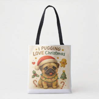 Ich liebe Pug-Weihnachten Tote Bag Tasche