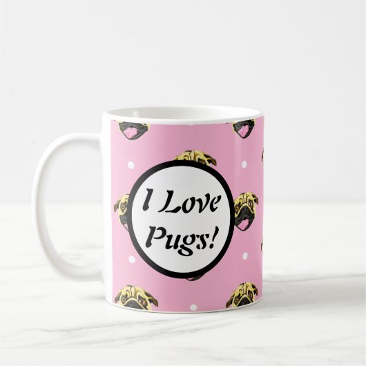 Ich liebe Pugs Tasse (Links)