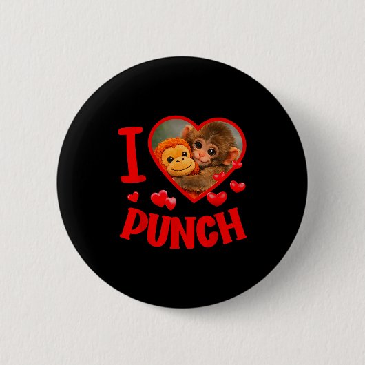 Ich liebe Punch süßen Baby-Affen-Schlag Button (Vorderseite)