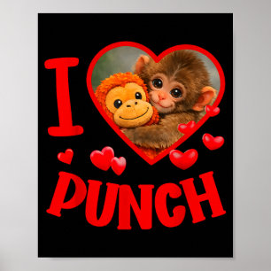 Ich liebe Punch süßen Baby-Affen-Schlag Poster