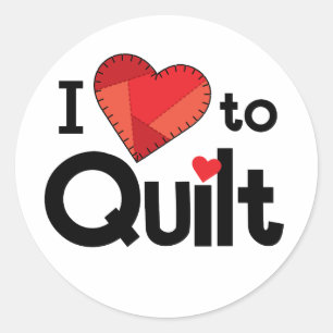 Ich liebe Quilt-Aufkleber – Süßes Geschenk für Qui Runder Aufkleber