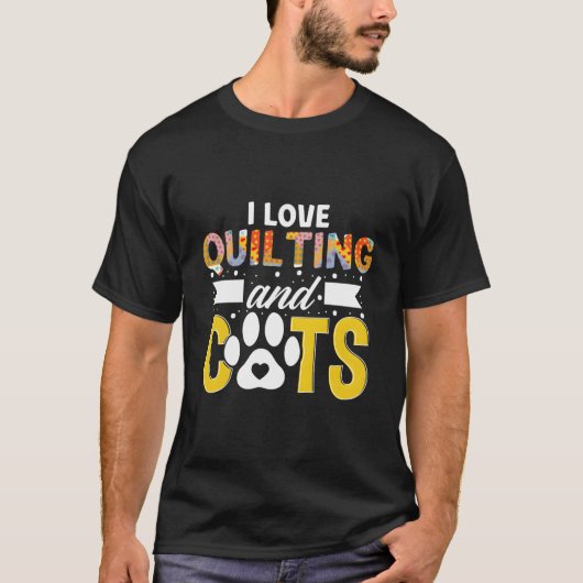 Ich Liebe Quilting und Katzen Quilter Knitter Seam T-Shirt (Vorderseite)