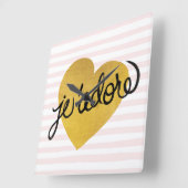 Ich liebe Quote Black & Gold Heart Quadratische Wanduhr (Winkel)