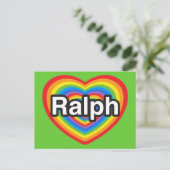 Ich Liebe Ralph. Ich Liebe dir Ralph. Herz Postkarte (Stehend Vorderseite)