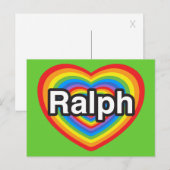 Ich Liebe Ralph. Ich Liebe dir Ralph. Herz Postkarte (Vorne/Hinten)
