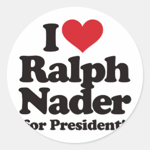 Ich Liebe Ralph Nader für den Präsidenten Runder Aufkleber