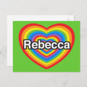 Ich Liebe Rebecca. Ich Liebe dir Rebecca. Herz Postkarte (Vorne/Hinten)