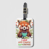Ich Liebe Red Panda und Kaffee Gepäckanhänger (Vorderseite Vertikal)