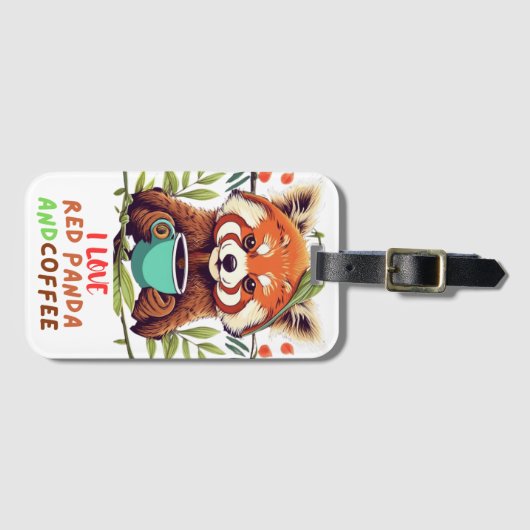 Ich Liebe Red Panda und Kaffee Gepäckanhänger (Vorderseite (Horizontal))