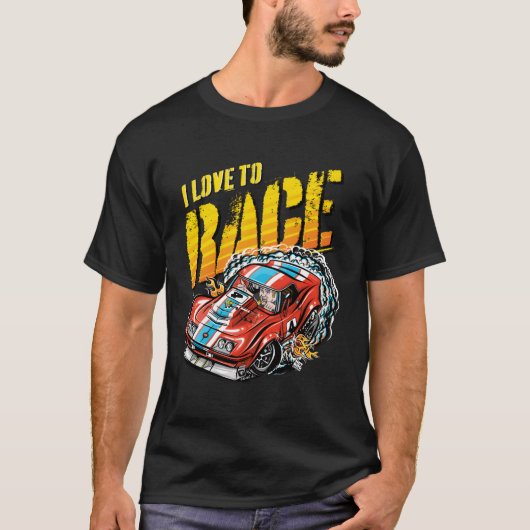 Ich Liebe, Rennwagen zu fahren T-Shirt (Vorderseite)