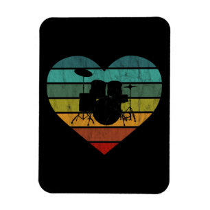 Ich liebe Retro Herz Trommeln Magnet