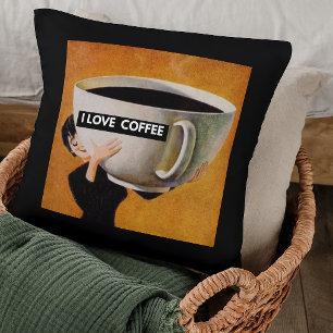 Ich liebe Retro-Kaffee Kissen