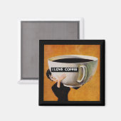 Ich liebe Retro-Kaffee Magnet (Vorderseite/Rückseite)