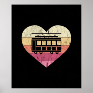 Ich liebe Retro-Straßenbahn und Straßenbahnen Poster