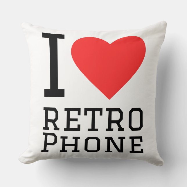 Ich liebe Retro-Telefone Kissen (Vorderseite)