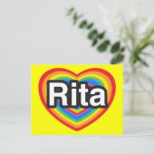 Ich Liebe Rita. Ich Liebe dir Rita. Herz Postkarte (Stehend Vorderseite)
