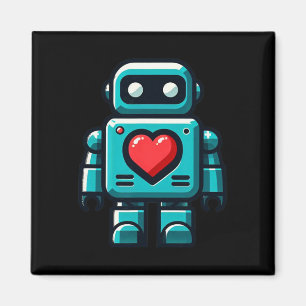 Ich liebe Robots Happy Valentine Kleidung Magnet