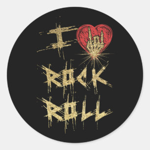 Ich liebe Rock And Roll im Vintage-Stil Runder Aufkleber