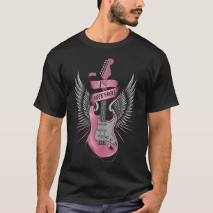 Ich liebe Rock And Roll Rosa Gitarre Engelsflügel T-Shirt