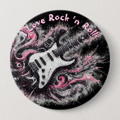 Ich liebe Rock N Roll E-Gitarre Personalisiert Button (Vorderseite)