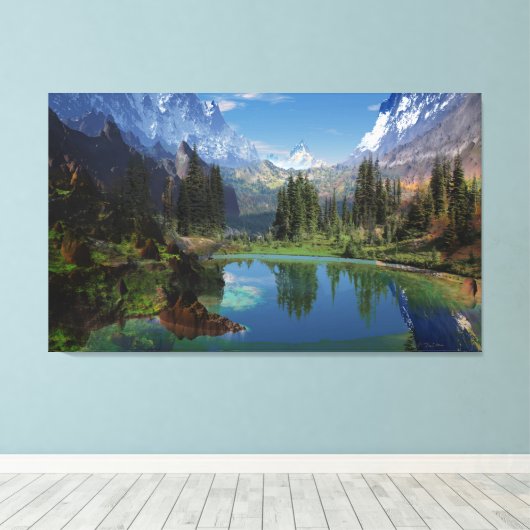 Ich Liebe Rocky Mountain Stretched Canvas Print Leinwanddruck (Insitu (Holzboden))