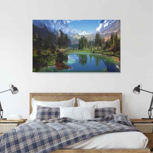 Ich Liebe Rocky Mountain Stretched Canvas Print Leinwanddruck (Insitu (Schlafzimmer))