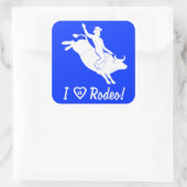 Ich Liebe Rodeo! Bull Riding Quadratischer Aufkleber (Tasche)