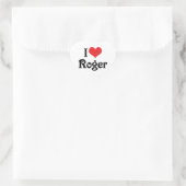 Ich liebe Roger Herz-Aufkleber (Tasche)