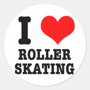 ICH LIEBE ROLLERSCHUHLAUFEN RUNDER AUFKLEBER