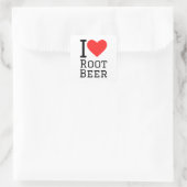 Ich liebe Root Beer Quadratischer Aufkleber (Tasche)