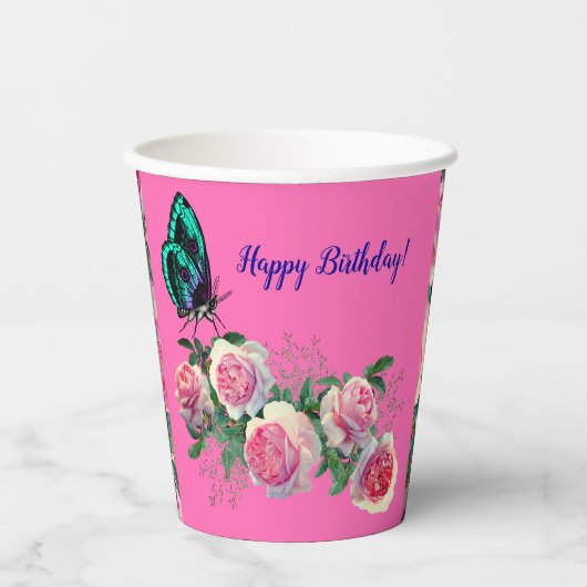 Ich Liebe Rosa Birthdays Papier Cups Pappbecher (Vorderseite)