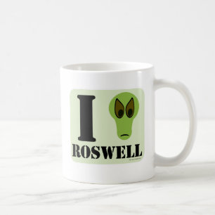 Ich liebe Roswell Lustiges Alien-Logo UFO-Design Kaffeetasse