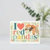 "Ich [liebe] Rote Pandas" Postkarte (Stehend Vorderseite)