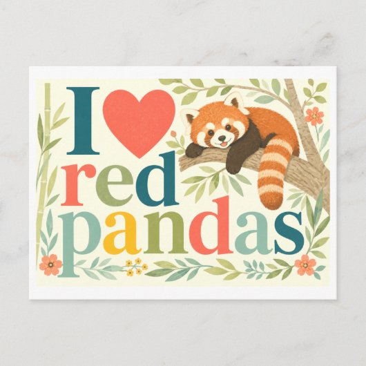 "Ich [liebe] Rote Pandas" Postkarte (Vorderseite)