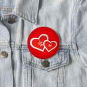 "Ich Liebe-" rote u. weiß, niedliche Herzen. Button (Beispiel)